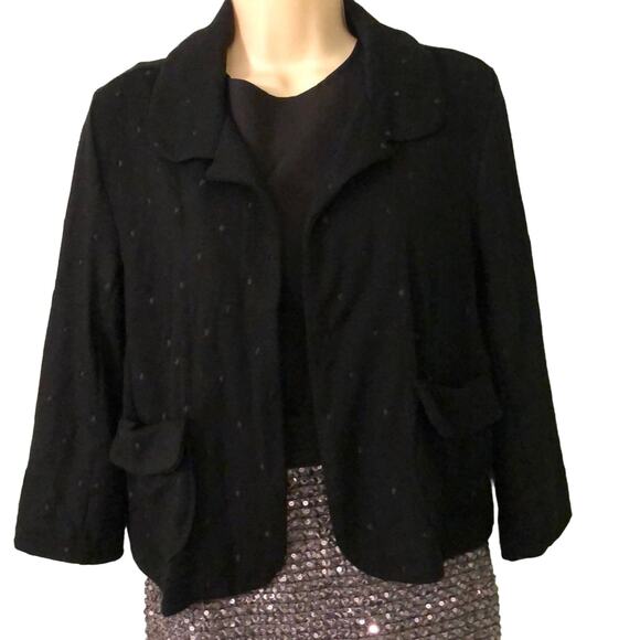 Pins and Needles Black embroidered Knit Jacket Woman Size Medium 3/4 Sleeves - Picture 1 of 5